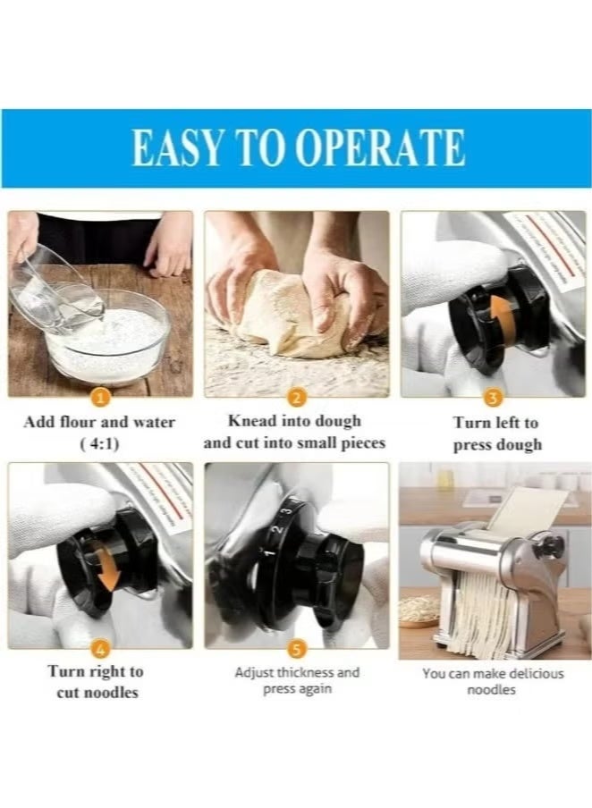 Denx Electric Pasta Maker DX3220 – High-Performance Stainless Steel Pasta Machine with 1–4mm Thickness Settings, Quick Homemade Pasta, Spaghetti, Fettuccine & Lasagna Sheets - Image 4